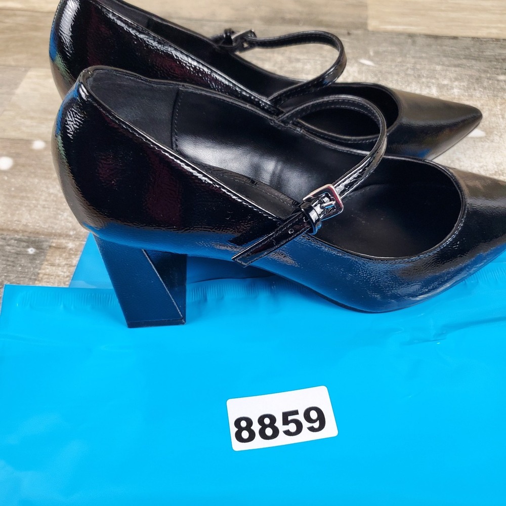 Steve Madden Arlee Womens Pumps Sz 9.5 M Black Leather Pointed Toe Block Heel - Picture 12 of 12